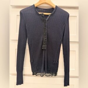Women’s Navy Ribbed Cardigan Sweater